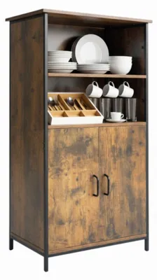 Image de Armoire de cuisine industrielle, étagères réglables