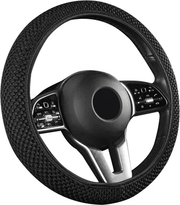 Produktbild von Lenkradhülle 37-39 cm, elastisch, rutschfest, schwarz, für runde und D-förmige Lenkräder