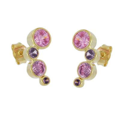 Immagine prodotto di Orecchini 14x5mm Zirconi rosa-viola ORO 9ct