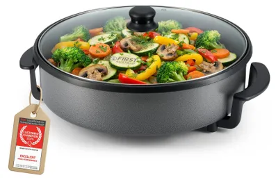 Elektrische Hapjespan 6,5L – 1500W – 5 Stufen – Ø40cm – Grau/Schwarz