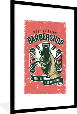 Produktbild von MuchoWow® MuchoWow® Gerahmtes Poster Mancave - Rasierer - Retro - Hand 60x90 cm - Poster mit zchwarzem Bilderrahmen - Dekoration - Wandposter Wohnzimmer - Hochwertig