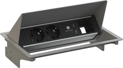 Produktbild von BACHMANN CONEO SET 2x Schutzkontakt, 1x ABD, 1xUSB Charger, silberfarben