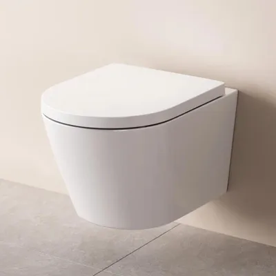 Produktbild von AM.PM Hänge-WCs, WC, Toilette, hänge WC spülrandlos, hänge WC, WC spülrandlos, Wand WC, WC-Becken inkl. WC-Sitz mit Softclose-Absenkautomatik
