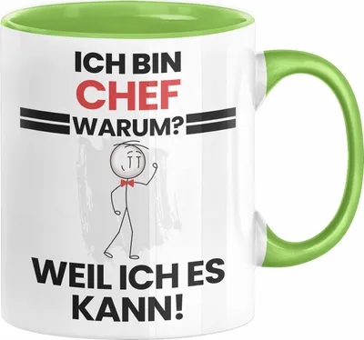 Produktbild von Chef Geschenk Tasse Lustiger Spruch Ich Bin Chef Warum Weil Ich Es Kann Geschenkidee Bester Chef Geburtstag Kaffee-Becher (Grün)