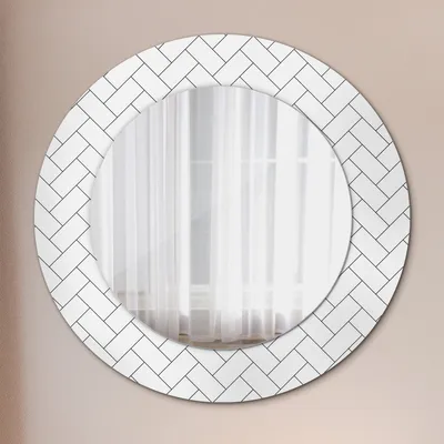 Produktbild von Ø60cm Modern Spiegel - Wandspiegel Wandmontage- Schlafzimmer - Fischgrätenmuster