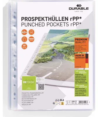 Produktbild von Prospekthülle PREMIUM A4 rPP 40 Stück Packung mit 25 Stück