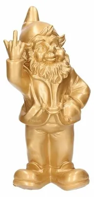 Produktbild von Stoobz Design Gartenzwerg - Mittelfinger - Gold - 20 cm