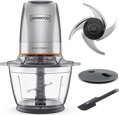 Image de Mini-hachoir KENWOOD Easy Chop+ CHP62.400S, 4 lames inox, 600 ML utile, 2 vitesses, 500W