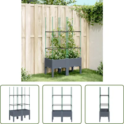 Produktbild von The Living Store Pflanzkübel mit Rankgitter Grau 80x40x142,5 cm PP
