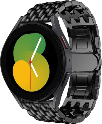 Produktbild von Strap-it Drachenarmband Stahl - Kompatibel mit Samsung Galaxy Watch 5 Armband 40mm Ersatzarmband Edelstahl - Faltschließe - Hochwertiges Material - für Smartwatch 20mm Armband Schwarz
