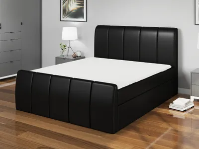 Produktbild von Boxspringbett TEO 180x200 mit 2 Bettkästen, Bonell-Matratze und Topper. Farbe: Schwarz