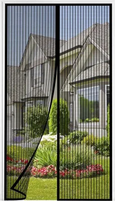 Image de Porte-fenêtre coulissante 80 x 200 cm - Porte de terrasse magnétique - Porte de cave - Porte coulissante - Salon - Installation simple par adhésif - Noir