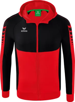Produktbild von Erima Six Wings Trainingsjacke mit Kapuze Rot/Schwarz - L