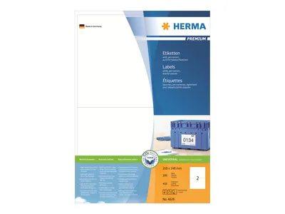 Obrázek produktu pro HERMA 4628, Bílá, Obdélník, Permanentní, Papír, Matný, Laserová/inkoustová tiskárna