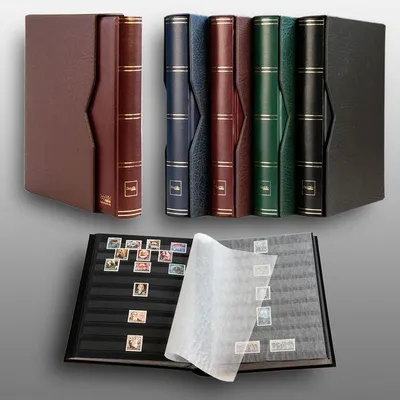 Produktbild von Prophila Collection 60 Schwarze Seiten Briefmarkenalbum wattiert mit Kassette rot