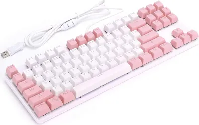Produktbild von Gaming-Tastatur, 87 Tasten Mechanische Tastaturen mit blauem Schalter, kabelgebundene RGB-LED-Tastatur mit Hintergrundbeleuchtung, ergonomische