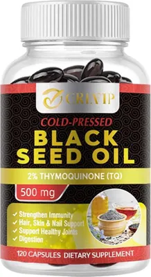 Produktbild von Black Seed Oil 500mg (120 Kapseln) Nahrungsergänzungsmittel, Haut, Haare, Nägel, Gelenke, Immunsystem, Verdauung