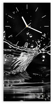 Produktbild von Wanduhr aus Glas mit Motiv Wasserspritzer- 30 x 60 cm - inkl. Aufhängesystem