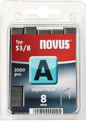 Obrázek produktu pro Novus A Typ 53/8 superhard, Balík svorek, 8 mm, Upevnění, 2000 svorek, 53/8, Nerezová ocel