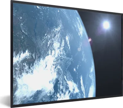 Produktbild von MuchoWow® Gerahmtes Poster Erde des Sonnensystems 80x60 cm - Poster mit Schwarzem Bilderrahmen Wandposter Rahmen Foto Bilder - Schwarzem - Mit Gestell