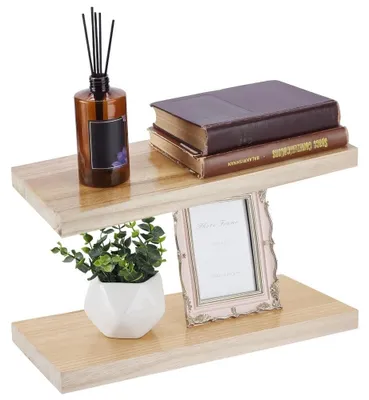 Image de Solidchoice - Ensemble de 2 étagères flottantes - Étagère murale en bois - Étagère pour cuisine - Étagère pour salle de bain - Étagère décorative - Gain de place, dimensions : 40 x 17 x 2,5 cm