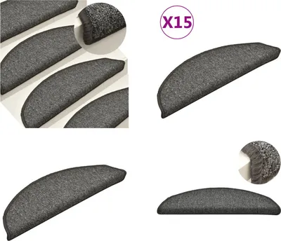 Produktbild von vidaXL Treppenmatten 15 Stk. Dunkelgrau 56x17x3 cm - Treppenmatte - Treppenmatten - Stufenmatte - Stufenmatten