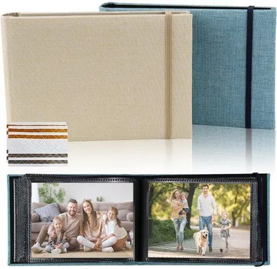 Obrázek produktu pro Ibenzoa® Fotoalbum s průhlednými foliemi – kompaktní a elegantní, potah z plátna, 100 přihrádek pro fotografie o rozměrech 10x15 cm, vnitřní strany z PP materiálu, odolné vůči vodě a vlhkosti