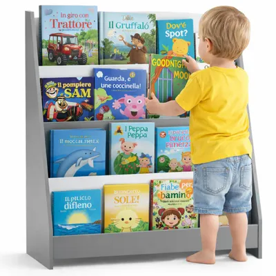 Immagine prodotto di Libreria Montessoriana per Bambini 80x30x88 cm Scaffale in Legno Grigio