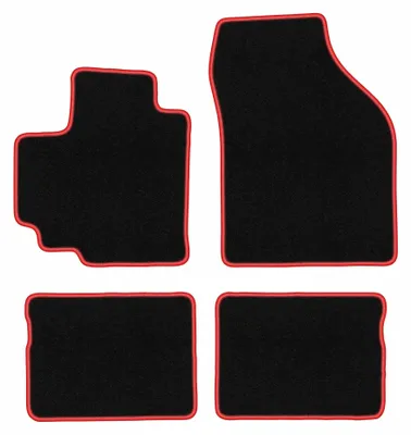 Image de Tapis de sol en moquette pour Suzuki Celerio 2014- (à hayon) – jeu 4 pièces, noir/rouge, sur mesure – Wielganizator CARLUX