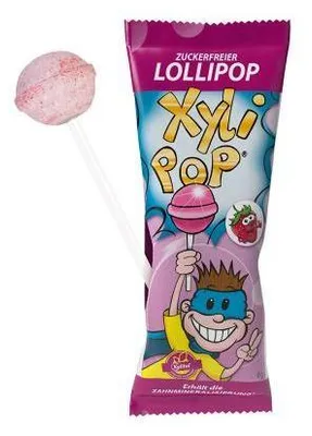 Produktbild von Miradent Xylipop Lolli Zahnpflegelolli Erdbeere 1X6 g