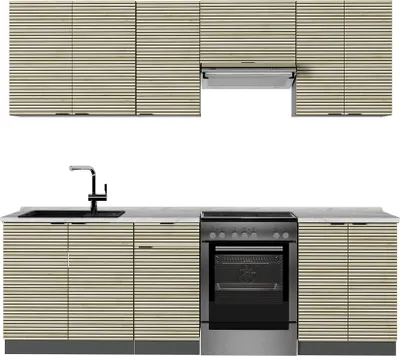 Produktbild von Küchenzeile Vicco Fame-Line Eiche Paneel/Anthrazit 240 cm ohne Arbeitsplatte, Model 51493