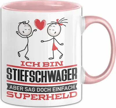 Produktbild von Stiefschwager Geschenk Tasse Ich Bin Stiefschwager Aber Sag Doch Einfach Superheld Lustige Geschenkdiee für Stiefschwager Kaffee-Becher (Rosa)