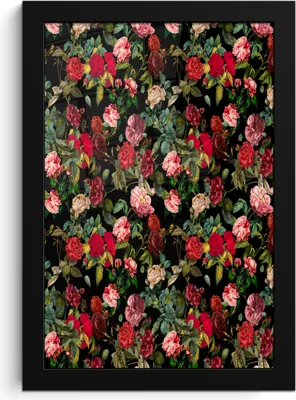Produktbild von MuchoWow® MuchoWow® Gerahmtes Poster Blumen - Vintage - Rosen 20x30 cm - Poster mit zchwarzem Bilderrahmen - Drucken - Bilder Poster im Rahmen