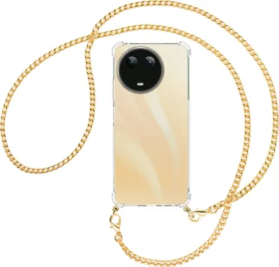 Produktbild von Handykette Backcover-Schutzhülle mit Band (Metall goldfarben) für Realme C67 4G - goldfarbene Kette