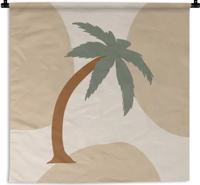 Produktbild von MuchoWow® Wandteppich Wandbehang Palme - Pastell - Sommer 150x150 cm Tapisserie Dekoration Wandtuch - Wohnaccessoires - Modernes