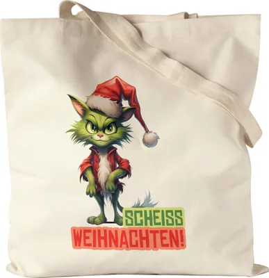 Produktbild von Scheiss Weihnachten Jutebeutel Katzenbesitzer Sarkasmus Geschenk