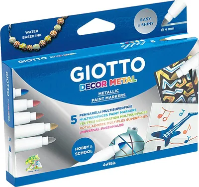 Produktbild von Giotto Fasermaler Decor Metal 5er Kartonetui, Multi, Mehrfarbig, 5 Stück(e)
