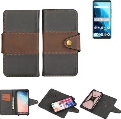Produktbild von K-S-Trade Handyhülle Schutzhülle Hülle Bookstyle Wallet-Case kompatibel mit Cubot Note 9 Bumper Rundumschutz schwarz-braun 1x