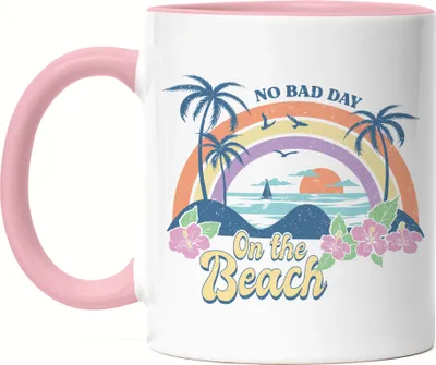 Produktbild von No Bad Day on the Beach Tasse Rosa Sonne Surf Ozean Meer Strandliebe Sommer