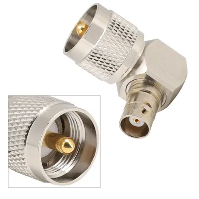 Image de 2 adaptateurs UHF PL-259 vers BNC femelle Convertisseur de connecteur à 90 degrés pour câble coaxial