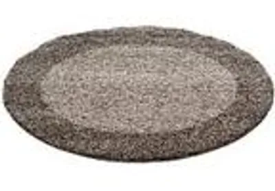 Produktbild von Teppich Wohnzimmer Hochflor Modern Design Langflor Shaggy Modern Flauschig, Größe: 120 cm Rund, Farbe: Taupe
