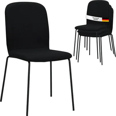 Produktbild von Albatros Esszimmerstühle 4er Set ENNA, schwarz - stapelbar, bequemer Polsterstuhl - Eleganter Küchenstuhl, Stuhl Esszimmer oder Esstisch Stuhl, Konferenzstuhl , Stückzahl:4, Farbe:Schwarz