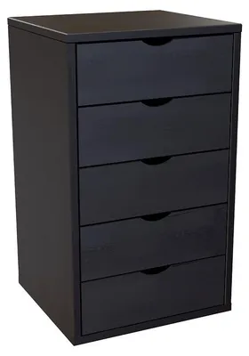Image de Caisson à tiroirs 5 en bois massif, Noir