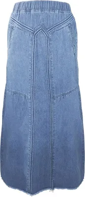 Produktbild von Jeansrock Damen 1 Stück, Maxi-Länge Elastischer Bund, A-Linien-Schnitt Mit Ausgefranstem Saum Für Sommer Und Festival