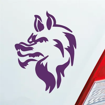 Produktbild von Auto Aufkleber Böser Wolf Hund Tier Animal Tribal Tattoo 12x9 cm Lila Sticker Heckscheibenaufkleber