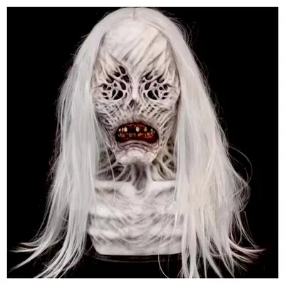 Latex Volgelaatsmasker Horror Cosplay mit weißem Haar