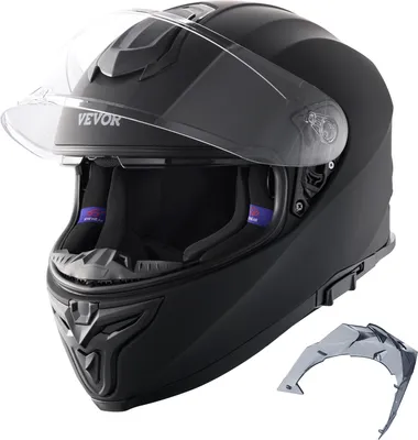 Produktbild von VEVOR Motorradhelm Integralhelm M, ABS-Helm mit Bluetooth-Kommunikation und austauschbaren Gläsern, DOT-, für Jugendliche und Erwachsene, Schwarz