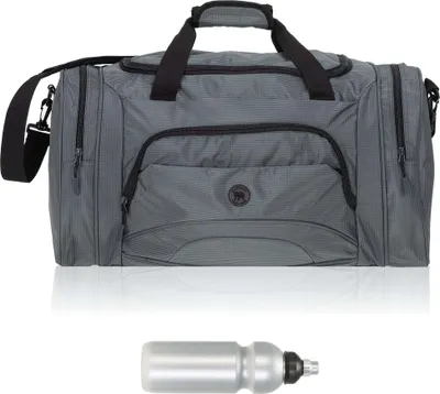 Produktbild von Sporttasche Damen Herren Elephant Color Big 55 cm 40 L Nassfach Reisetasche Sport Fitness Sauna Tasche groß 1296 Grau + Trinkflasche