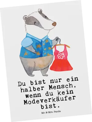 Produktbild von Mr. & Mrs. Panda Postkarte Modeverkäufer Herz - Weiß - Geschenk, Fashion Store, Lustig, Fotokarte, Verkäufer, Witzig, Grußkarte, Spruch, Ansichtskarte, bildkarte