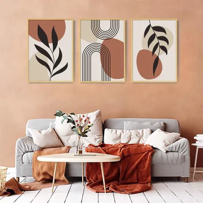Obrázok produktu pre Sada 3 vintage abstraktných plátien na obrazy, rozmery 30x40 cm